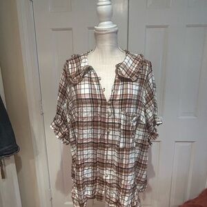 Pilcro top from Anthropologie.   Size 2X. NWOT  Plaid button down